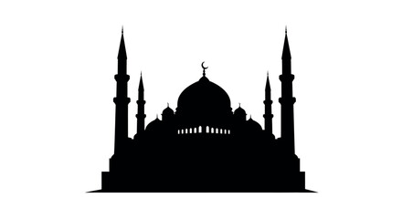 mosque silhouette with domes and minarets high quality © Sujon