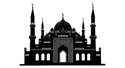 mosque silhouette with domes and minarets high quality © Sujon