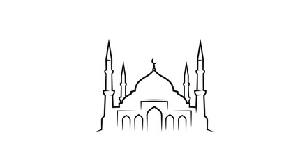 mosque silhouette with domes and minarets high quality © Sujon