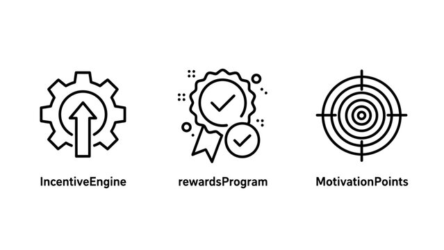Business growth and reward program linear icons set with incentive motivation achievement marketing business corporate strategy planning development efficiency optimization performance