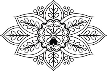 Fototapeta premium Traditional Mehndi Pattern Henna Design Collection. Indian Mehndi Floral Pattern Hand Design. Bridal Mehndi Intricate Henna Pattern Collection. Arabic Mehndi Elegant Floral Pattern Design.