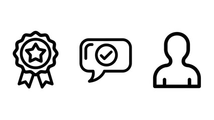 Obraz premium Set of reward and approval line icons with approval certified verified achievement feedback identity customer graphics interface business recognition validation approved