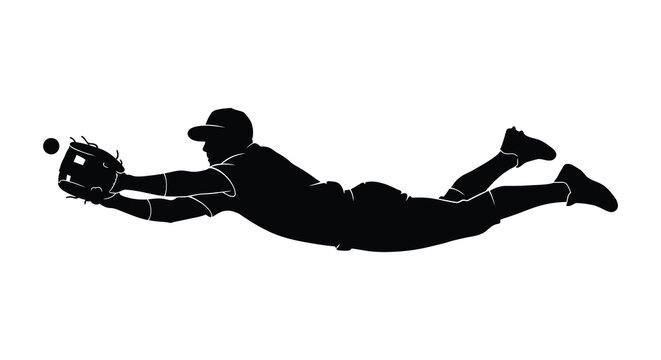baseball player diving to catch ball silhouette high quality professional detailed modern elegant stylish clean crisp vibrant colorful digital creative innovative
