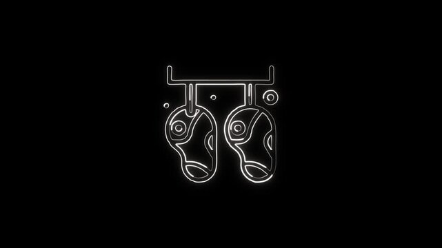 Glowing neon line hang icon with swinging rope animation. Hanging symbol animation HD video isolated on black background