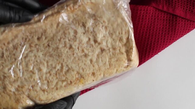 Brown bread on a white background