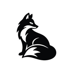 Obraz premium Black Fox Silhouette Logo – Elegant Minimal Animal Vector Illustration