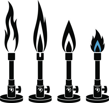 Fire vector illustration bunsen burner flames science lab equipment graphics