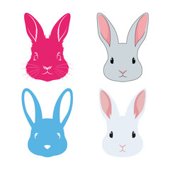 Fototapeta premium Cute Rabbit Head Set Baby Wear Design Element Vector Illustration Art 
