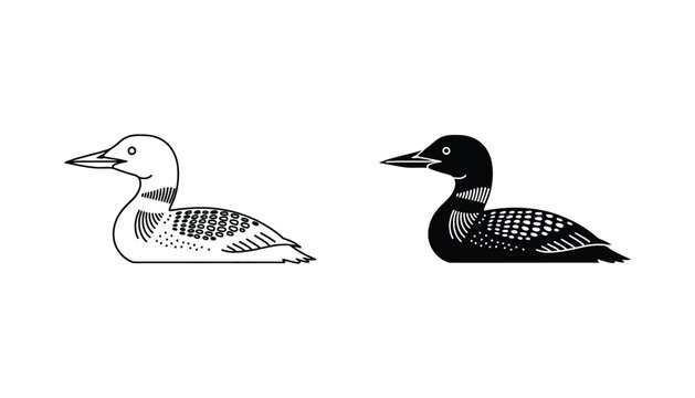 Common loon bird icon showing detailed waterfowl characteristics for wildlife conservation and nature observation branding materials