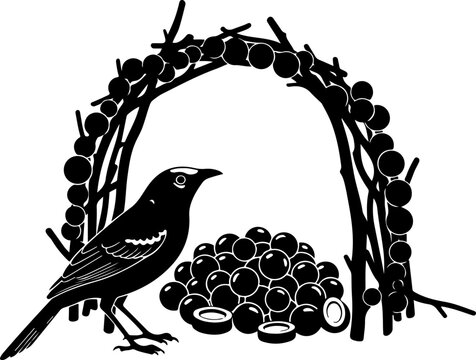 Bowerbird silhouette vector illustration