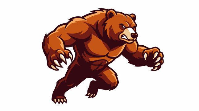 Wild Bear Attacking Pose Vector Illustration for Team