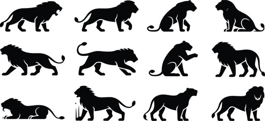 Lion Silhouette Icon Collection Set © logodesign11