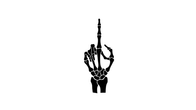 Skeleton Hand Giving Middle Finger Silhouette Design Vector Illustration