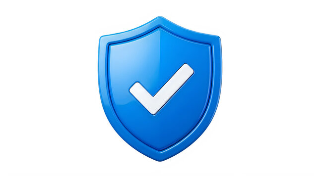 Blue shield with check mark isolated on transparent background