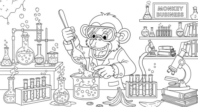 Monkey scientist working in a lab