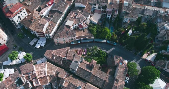 Aerial View Historic Soller Tram Mallorca Cityscape