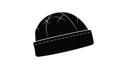 beanie hat with stitched details on white background © CreativeAlim02