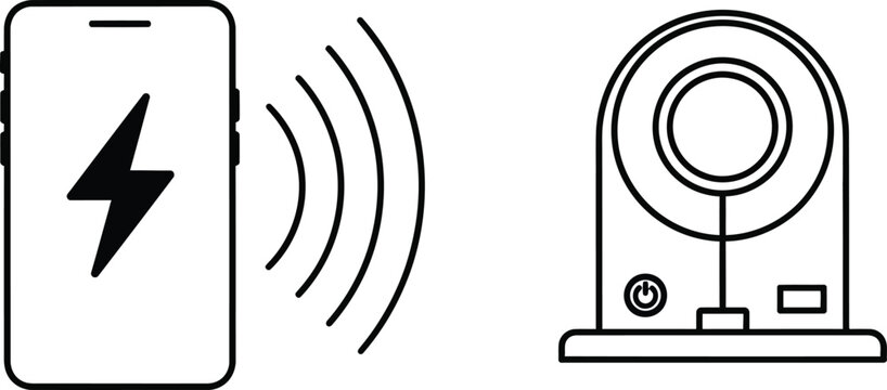 Smartphone wireless charging pad icon represents modern mobile technology and efficient energy transfer for smart device users.