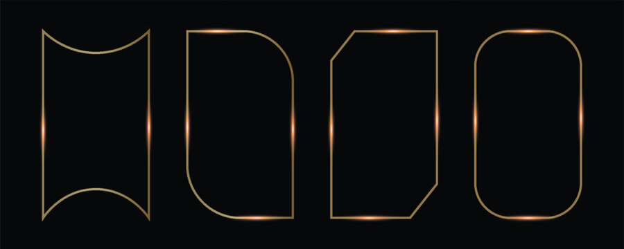 Set of aesthetic golden line frames, text boxes vector elements
