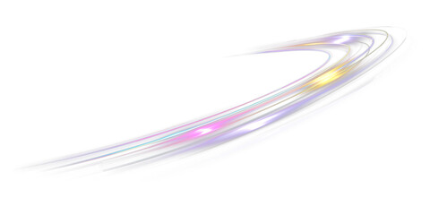 Abstract neon speed light trail arc with glowing multicolor motion streaks dynamic swoosh energy line futuristic curved effect isolated on black background  © NAUM