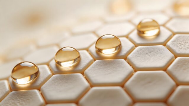 Honey drops on hexagonal cells