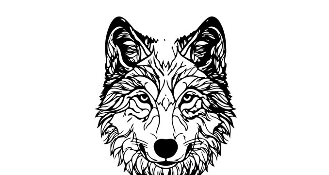 Geometric abstract stylized wolf head line art illustration