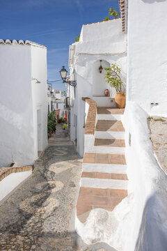 Houses in the narrow alleys of the old town Frigiliana, Andalusia, Spain
