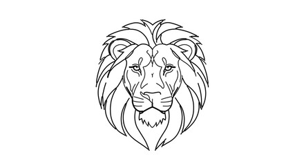 Fototapeta premium Vector illustration of a majestic lion head portrait, detailed line art style