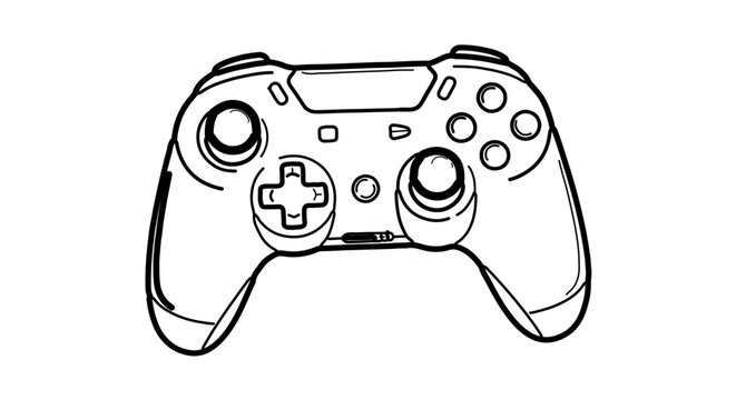Video game controller line art drawing