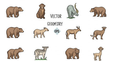 Fototapeta premium Collection of Diverse Animal Illustrations in Vector Format.
