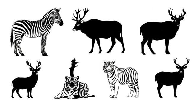Collection of diverse animal silhouettes and outlines.