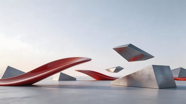 Abstract geometric shapes on a smooth surface