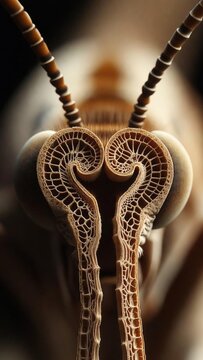 Microscopic view of interlocking channels in a butterfly proboscis