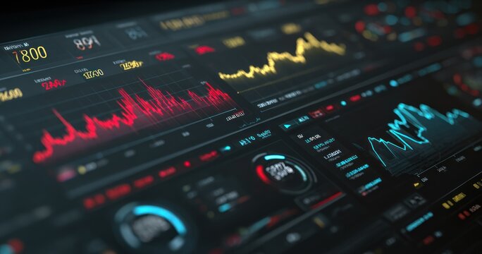 Data analysis and financial trading interface display abstract concept