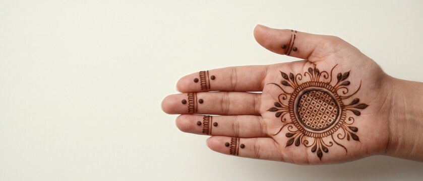Gol Tikki Mehndi Design &mdash; Simple Palm Henna Close-Up