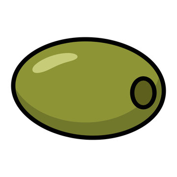Simple green olive icon illustration with ingredient vegetable appetizer mediterranean illustration isolated culinary