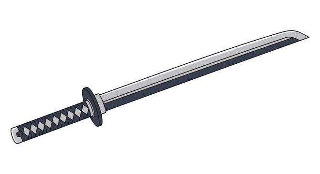 simplified katana sword illustration on white background