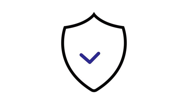 Check mark inside a shield design used as a symbol for security and safety assurance in various contexts animation.