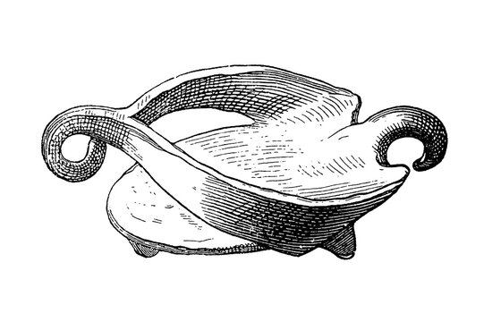 Roman Iron Hoof Protector, Vintage Line Drawing, Old Vintage Illustration, 1889.