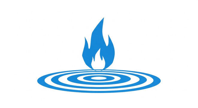 Blue Flame and Concentric Circles Icon.