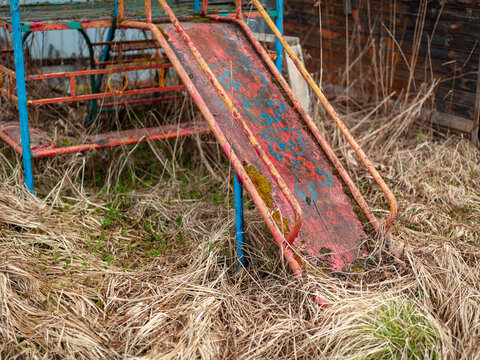 old metal children slide