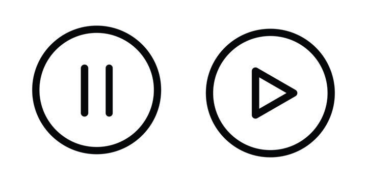 Black pause and play button buttons controls