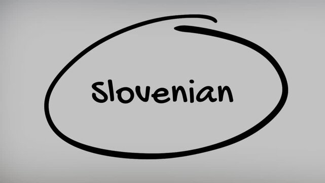 Slovenian Hand Writing Text on Glass Screen