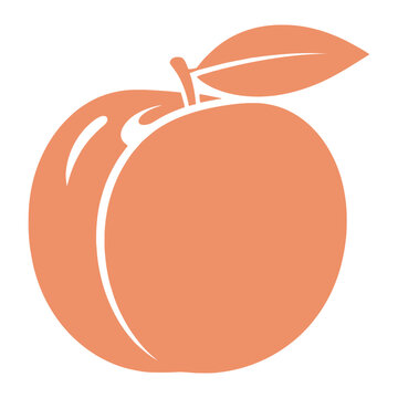 Flat peach fruit silhouette graphic icon with silhouette agriculture vegetarian nutrition minimalist isolated background