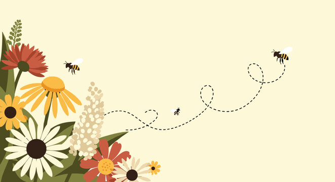 Vibrant and optimistic floral graphic, ideal for marketing materials and websites. A cheerful composition creating a sense of growth, and positive ene