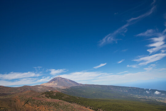 Wide panorama of Teide volcano and forest Tenerife