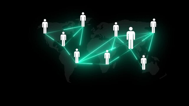 Global Human Resource Management concept. international workforce connection, HR, HRM strategy and team collaboration using digital technology for managing employees across the world.4k motion video