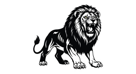 roaring lion silhouette with detailed mane and sharp claws high quality professional modern elegant stylish clean crisp vibrant colorful digital creative © Creativekhairul02