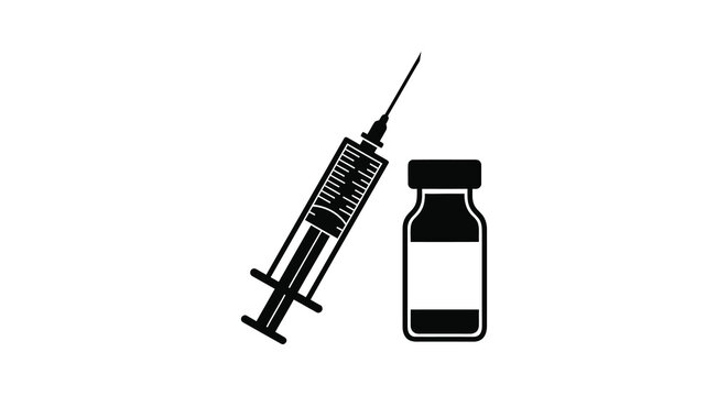 syringe and vial silhouette on white background high quality professional detailed modern elegant stylish clean crisp vibrant colorful digital creative innovative