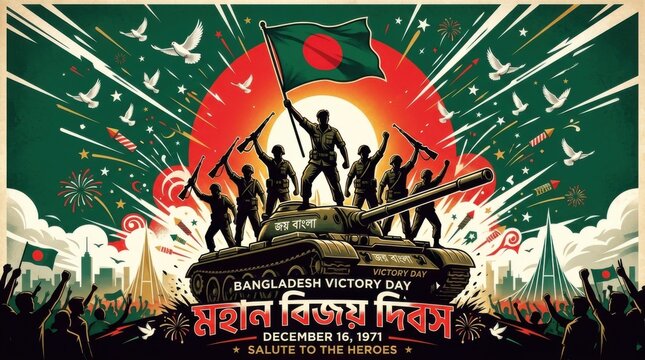 National Victory Day of Bangladesh Illustration with Monument